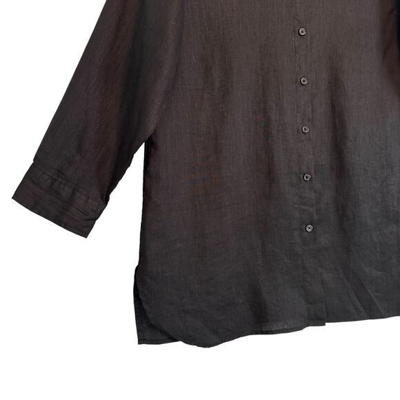 Garnet Hill Easy Linen Tunic XL Black Button Front Long Sleeve‎ Linen 2025 - Picture 8 of 16